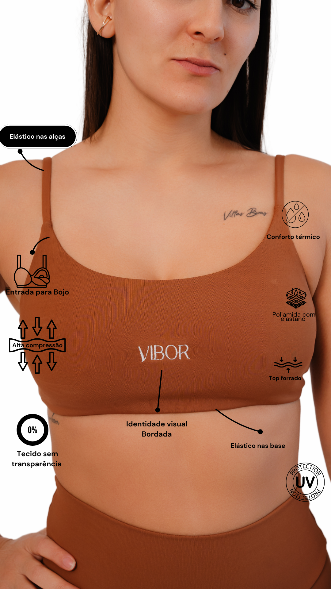 Top Costas Nua Marrom Matte