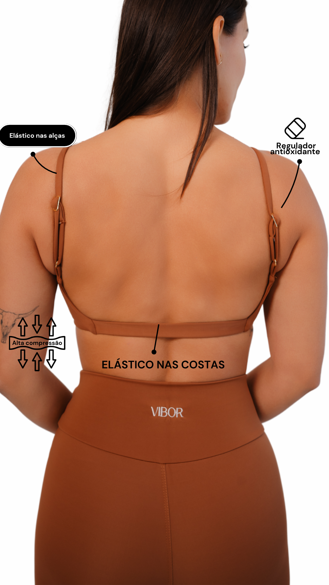 Top Costas Nua Marrom Matte