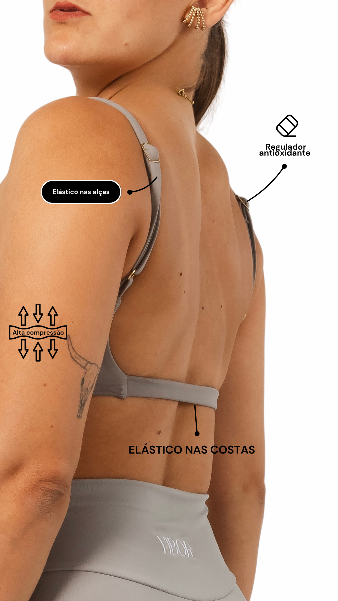 Top Costas Nua Cinza Matte