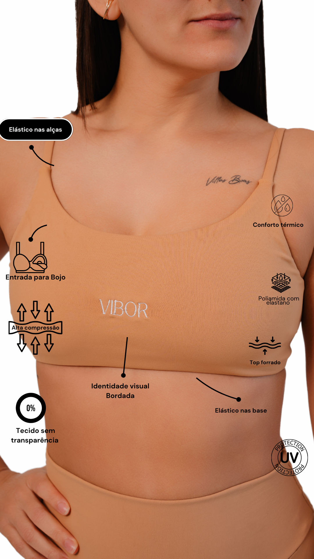 Top Costas Nua Bege Matte