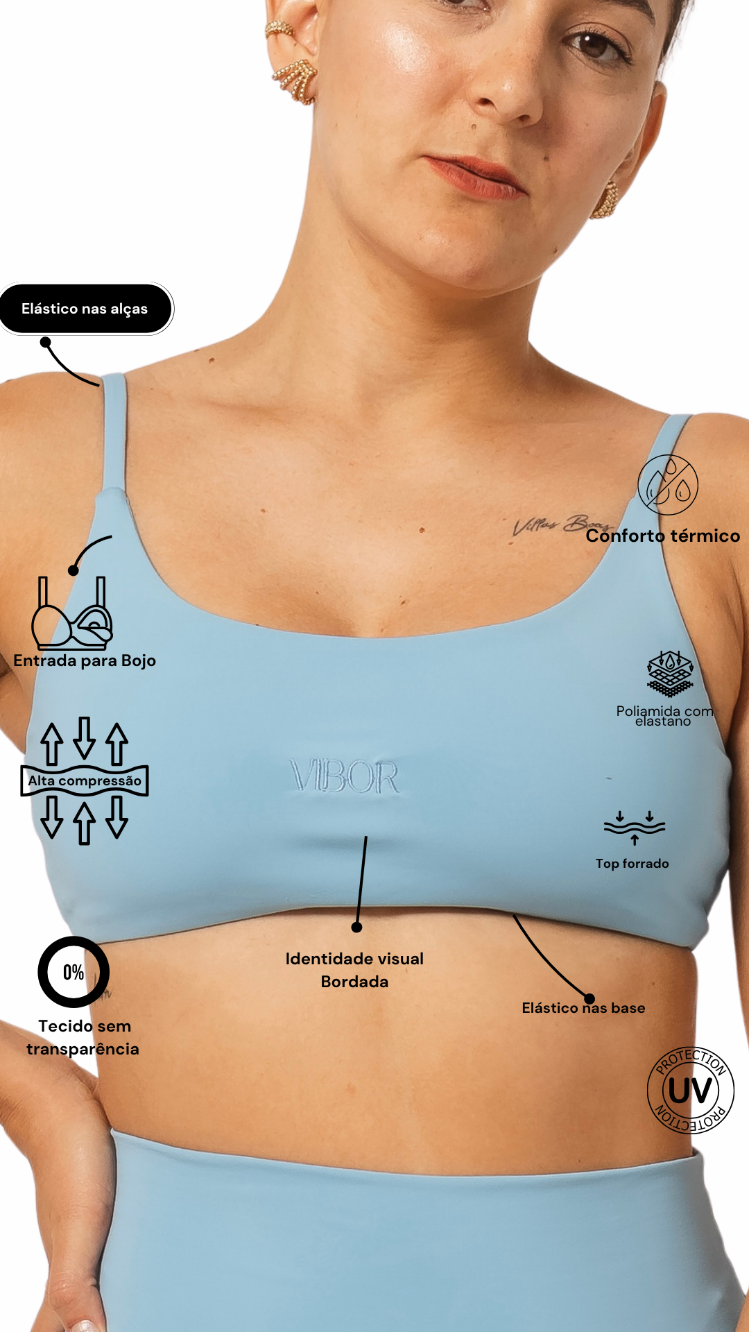 Top Costas Nua  Baby Blue Matte