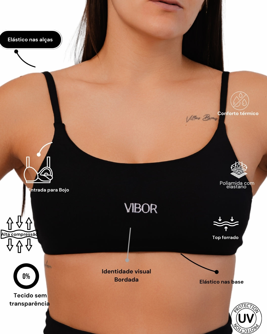 Top Costas Nua Preto Matte