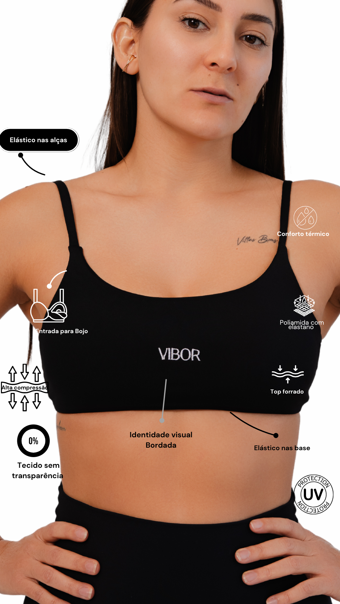 Top Costas Nua Preto Matte