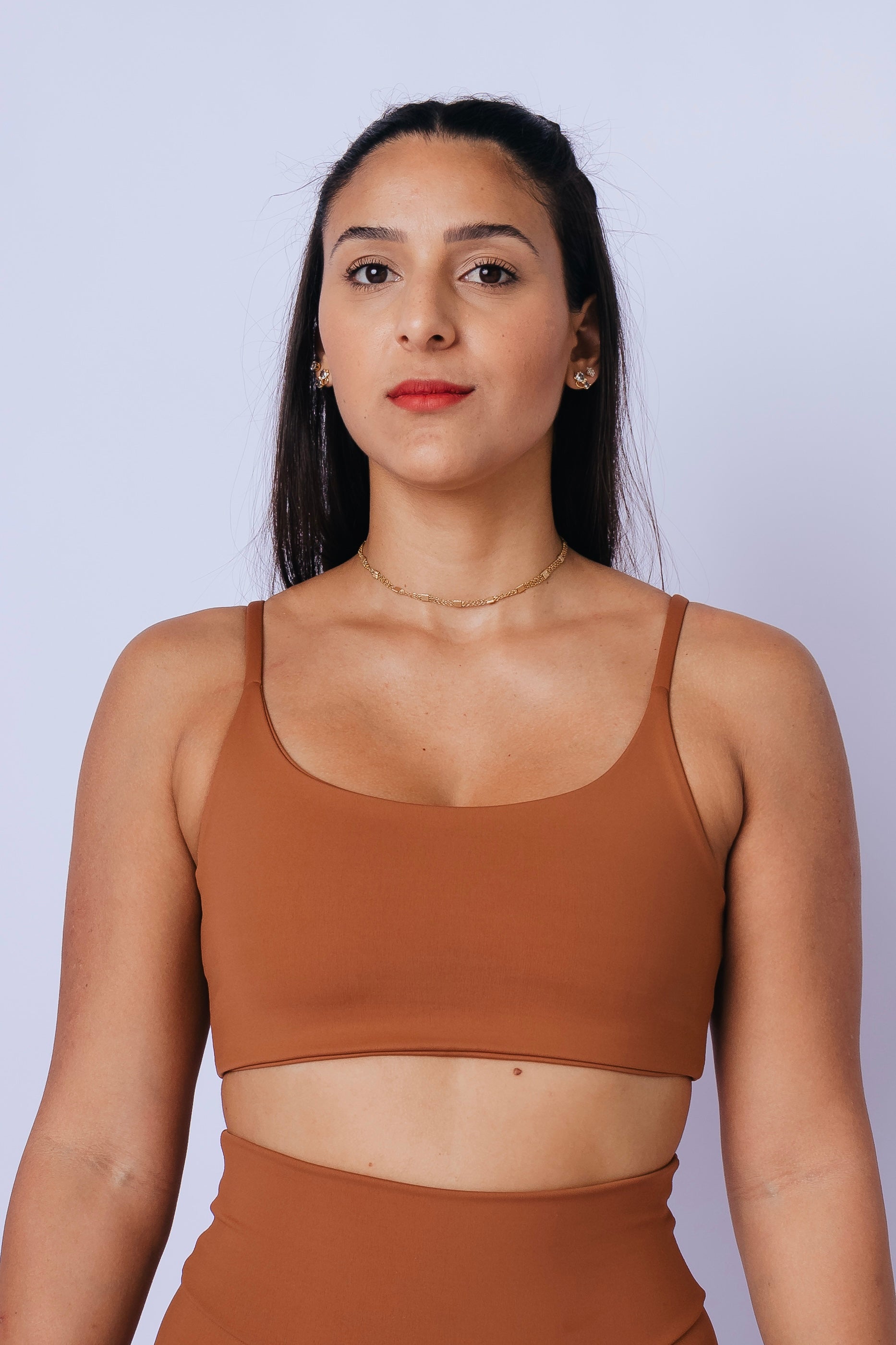 Top Faixa Marrom Matte